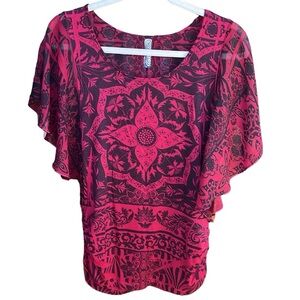 Espresso | Red/Black Mandala Woman’s Top sz M